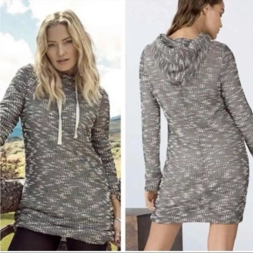 Fabletics Yukon Hooded Sweater Tunic Black White Women Size S